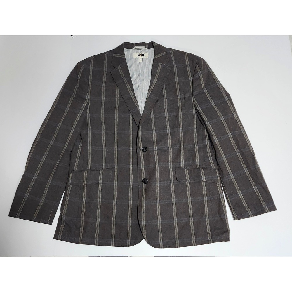 Joseph Abboud Blazer Sport Coat Jacket Mens XXL Gray Window Pane Plaid 2 Button